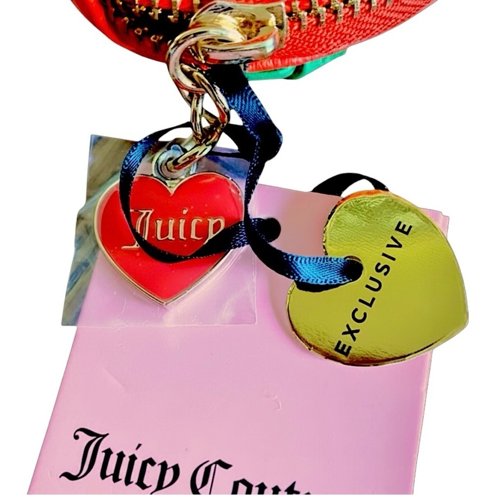 JUICY COUTURE Sweet Juicy Berry Coin Purse with Heart Logo Zipper Charm - NEW - Picture 5 of 8
